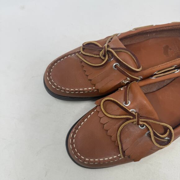 Vintage G.H. Bass & Co Fringe Moccasin Boat Shoes Brown Leather Size 7 - Picture 2 of 15